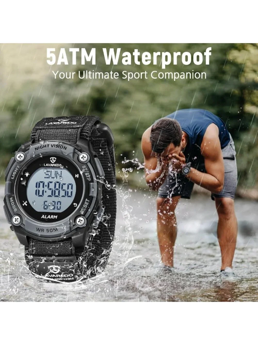 Men's Waterproof Digital Sports Watch - Military Style LED Stopwatch, Outdoor